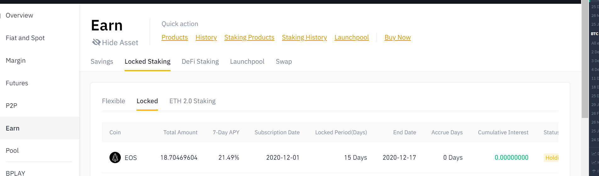 staking EOS on Binance
